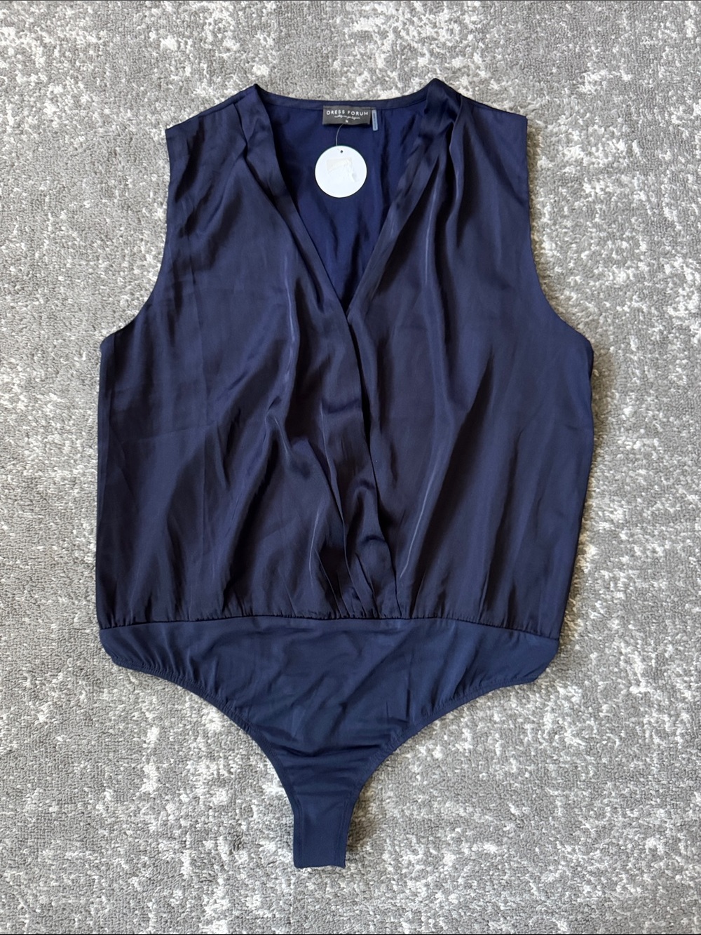 Dress Forum Dark Navy Sleeveless Wrap-Front Bodysuit